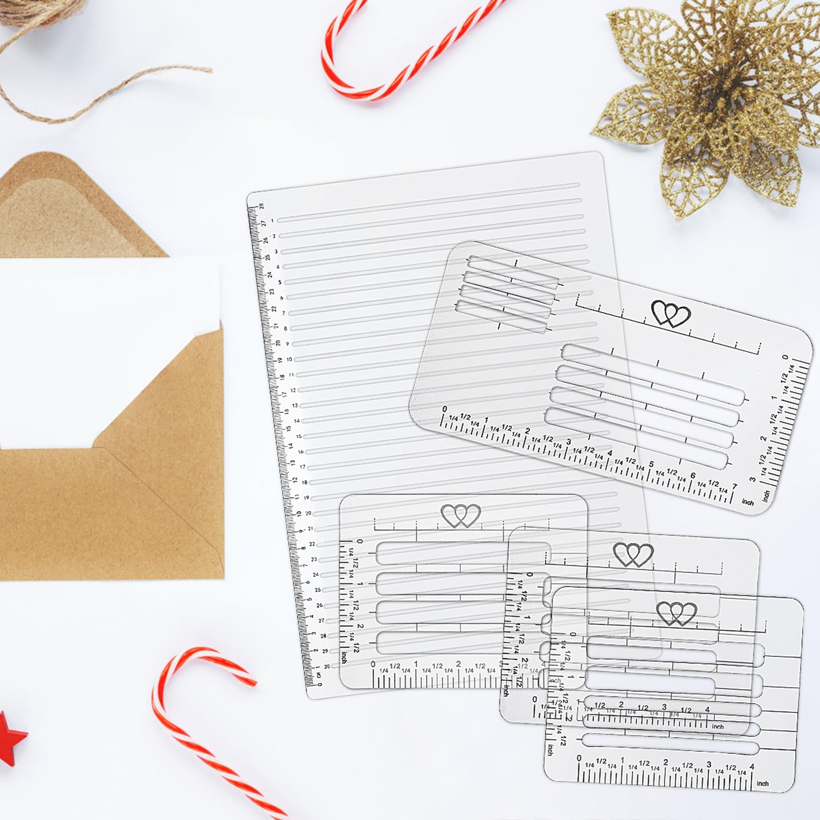 Suwimut 11 Pack Straight Line Stencil Template for Journaling and Envelope Addressing Guide Stencil Templates Set, 11 Inch Scale Spacing Line Drawing Stencils for Card Paper Journal Lettering Writing - Image 7