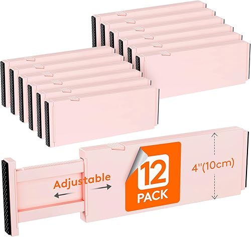 Miniatura 17 de Lifewit Paquete de 12 separadores de cajones de 4 pulgadas de alto de 11.0-17.1 in/11-17 pulgadas, organizador de cajones ajustables para ropa,