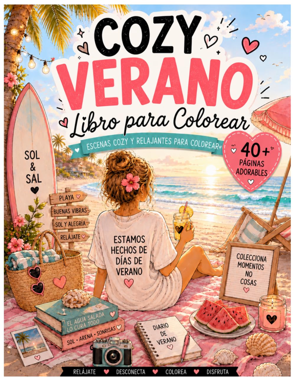Cozy Verano Libro para Colorear: 40+ adorables páginas para colorear con temática de fútbol, para relajarse y estimular la creatividad (Cozy Bloom Studio - Edición Española)