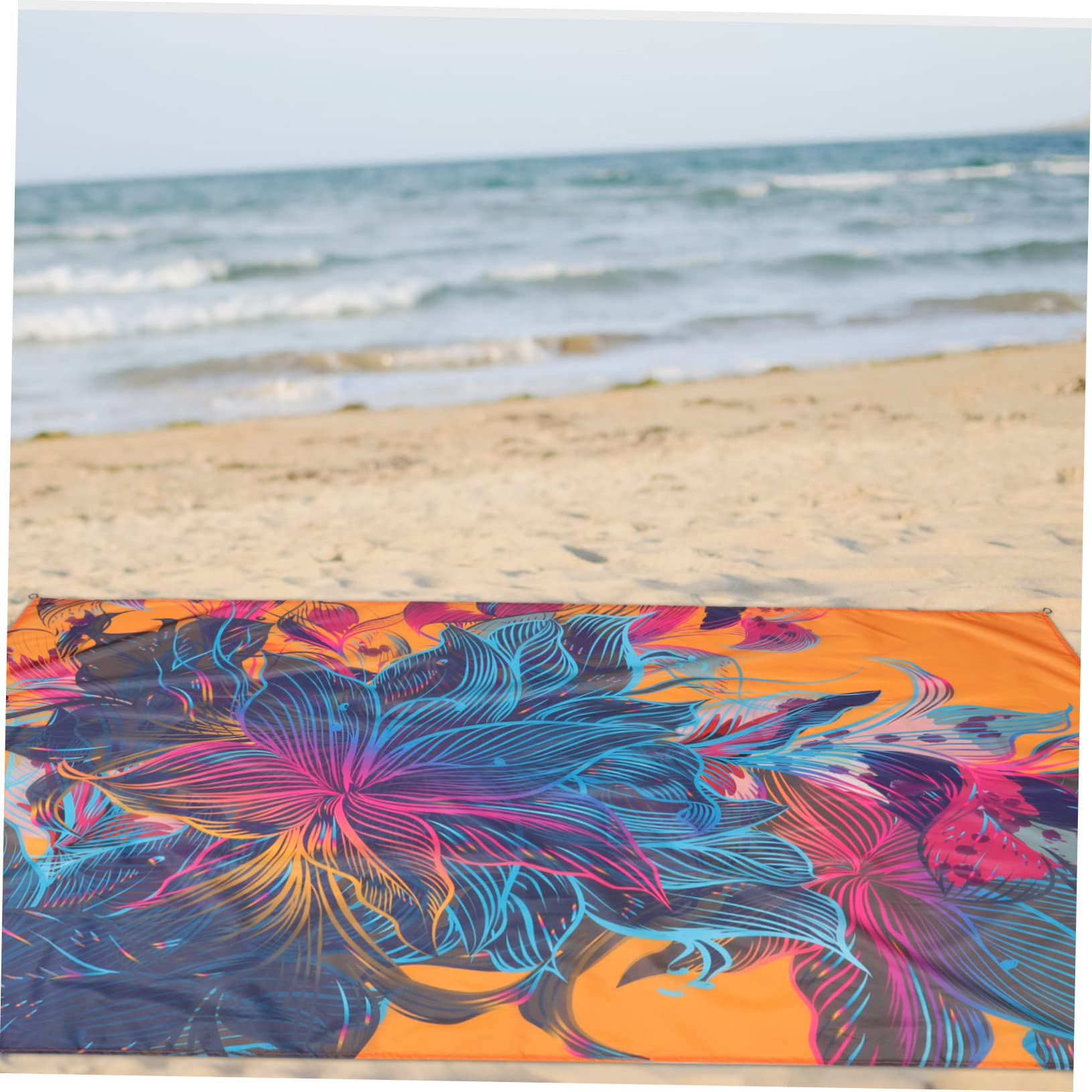 Abaodam 2 Pièces Tapis De Sol Étanche Tapis De Plage Léger De Pique- D'extérieur Sable UV Mer De Plage Pliable Nattes De Plein Air Toile Polyester Imperméable