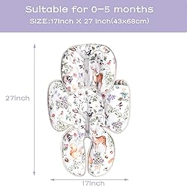 2 in 1 Infant Car Seat Insert, Car Seat Head Support Baby Girls Boys, Soft Newborn Carseat Insert Cushion, Perfect for Carseats, Strollers, Swings (Gray Animals)