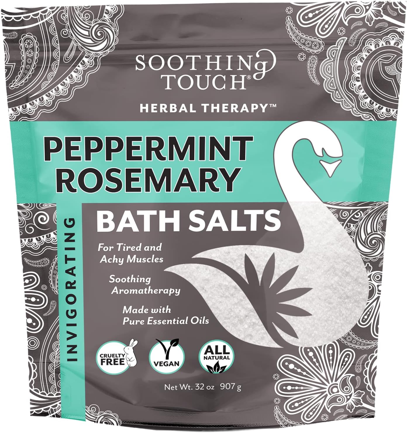 Soothing Touch Peppermint Rosemary Invigorating Bath Salts Pouch, 32 Oz