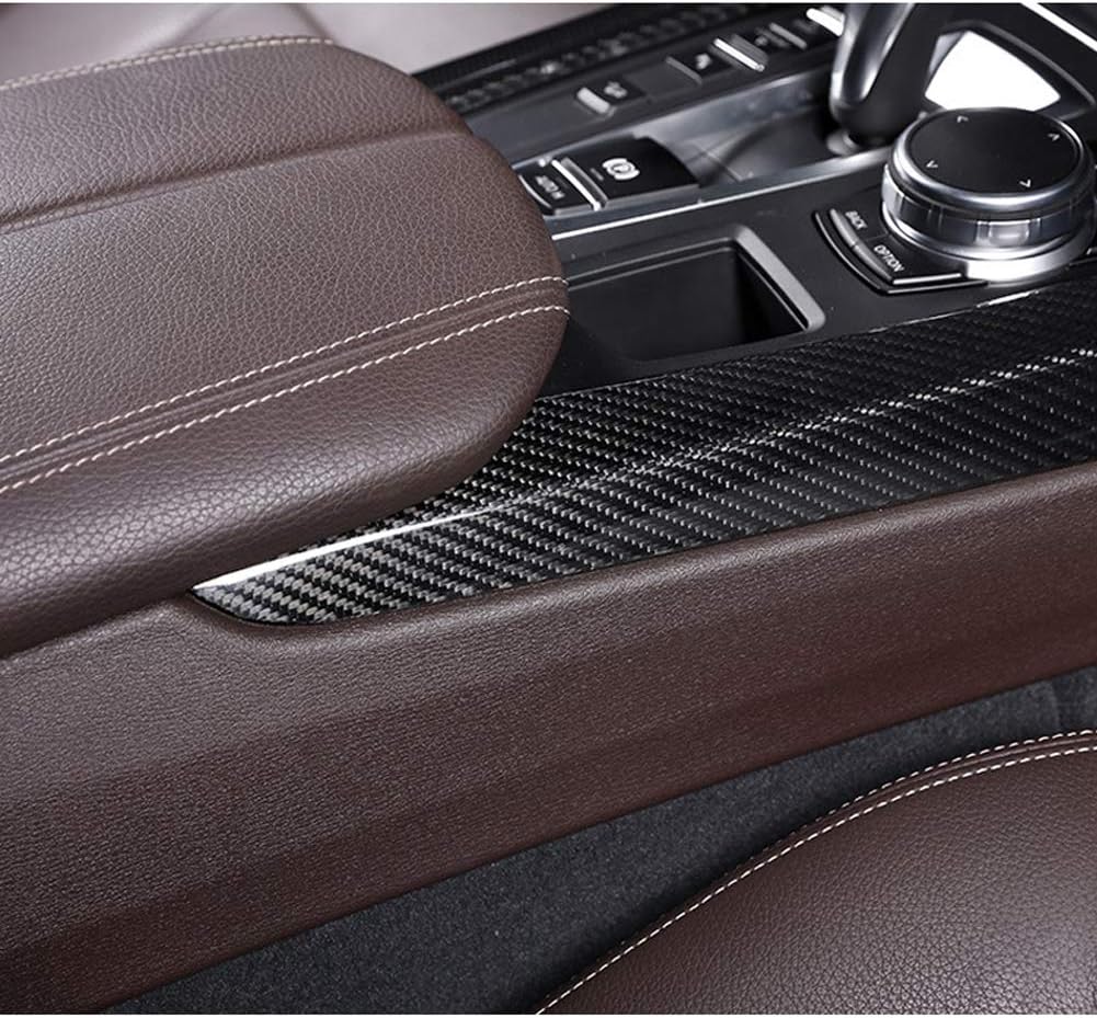 WLKE Real Carbon Fiber Side Center Console Cover Strip Trim Fit for BMW X5 F15 2015-2018