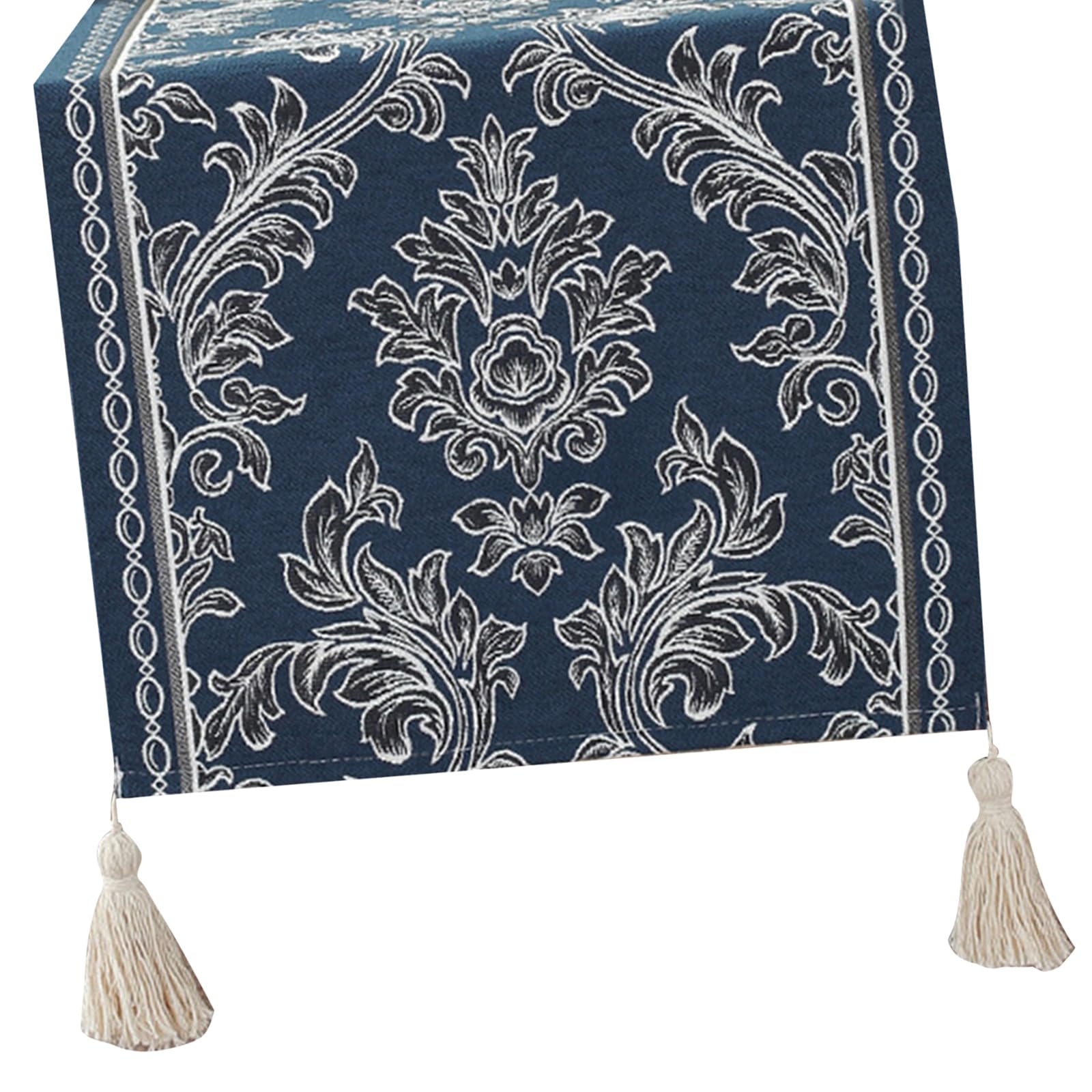 Tasseled Ethnic Table Runner, Fade-Resistant Polyester Tablecloth 120x35cm for Dining Kitchen Decor Table Scarf