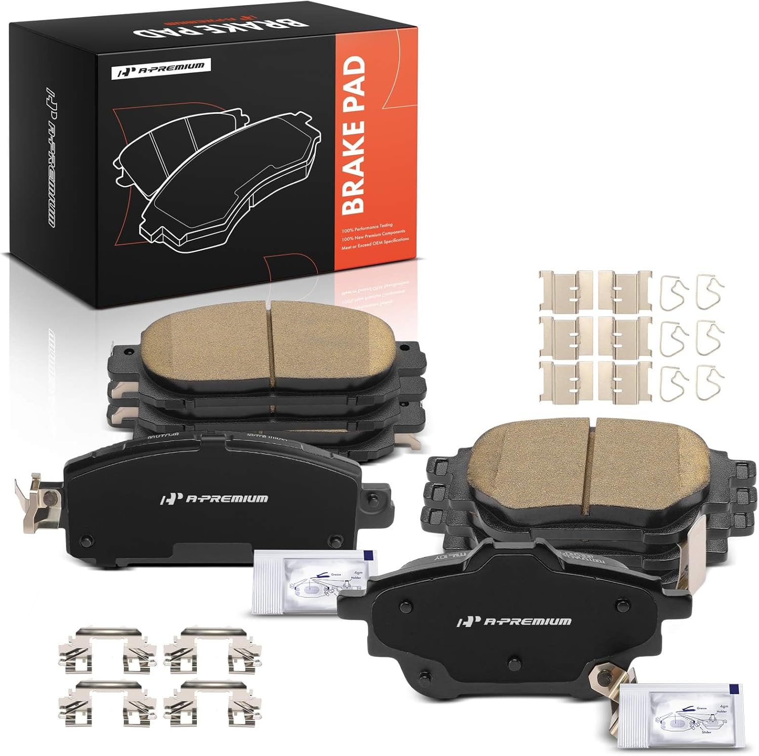 A-Premium Front and Rear Ceramic Brake Pads Set Compatible with Nissan Models - Sentra 2020 2021 2022 2023 2024, 8-Pack