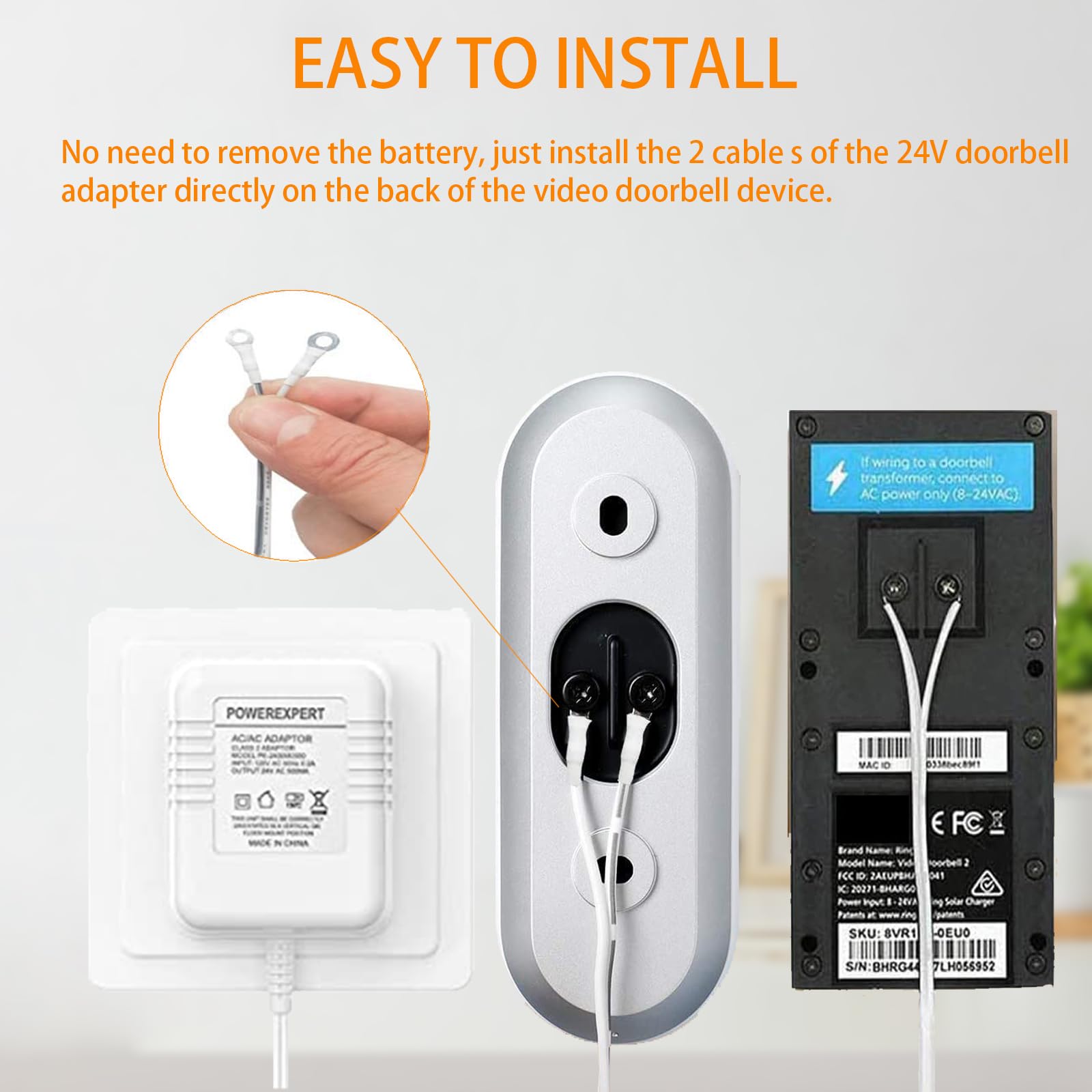 Doorbell Transformer 16-24 Vac 24V Doorbell Power Adapter 26ft