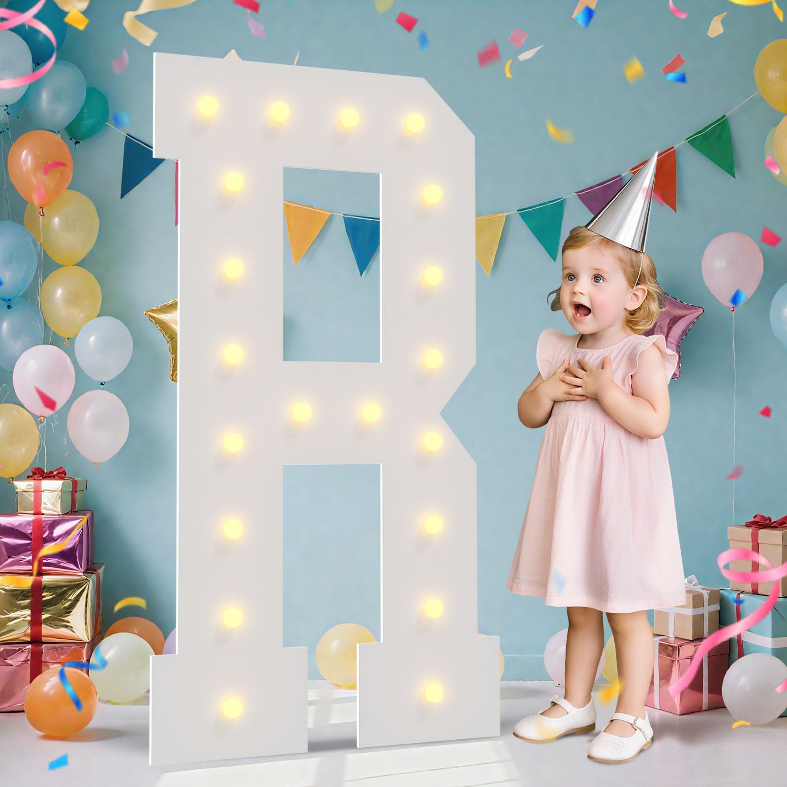 Świecące litery markizy, duże podświetlane litery, litery markizy 10 m wysokości na przyjęcie urodzinowe, dekoracja weselna, wydarzenie Marry Me Baby shower, wieczór panieński, litera R