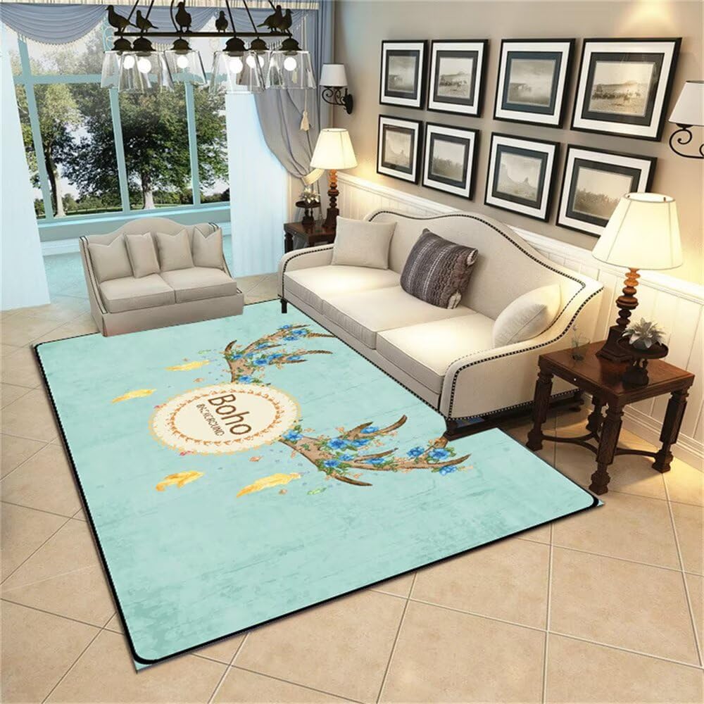 Tapis chambre garçon bleu imprimé 120x160 de salon grand format