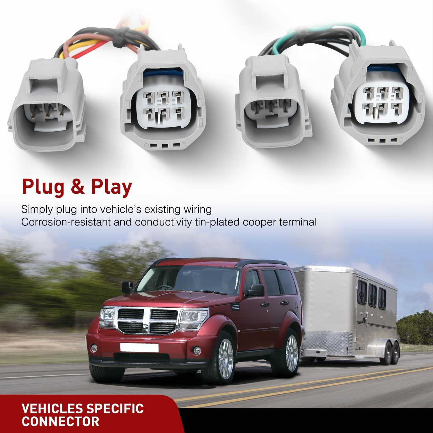 Nilight 4 Pin Trailer Wiring Harness Kit 56334 Vehicle Standard 4 Way Connector Custom for 2007 2008 2009 2010 2011 2012 Dodge Nitro Jeep Liberty Simple Fit Tow Hitch Accessories