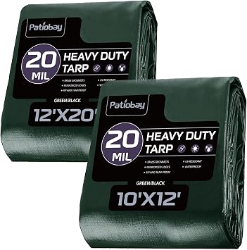 Tarp 20 Mil Large, Waterproof Tarps Heavy Duty with Grommets Every 23.6", Thick Plastic, UV Resistant Tear&Fade Resistant, Reinforced Edges for Outdoor Pool Camp Tent