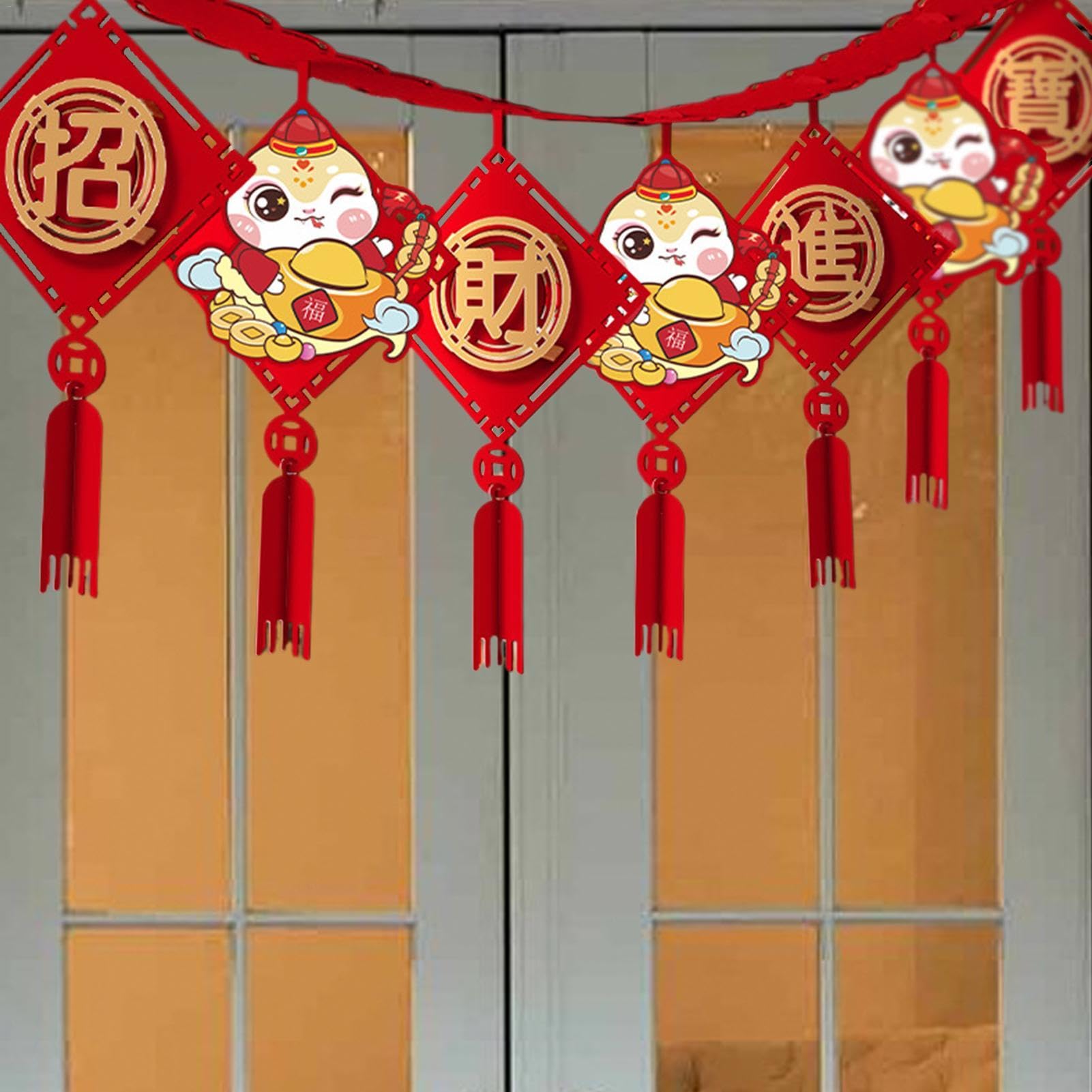 Amazon.co.jp: 中国の旧正月ガーランド、2025年ハッピー中国の旧正月