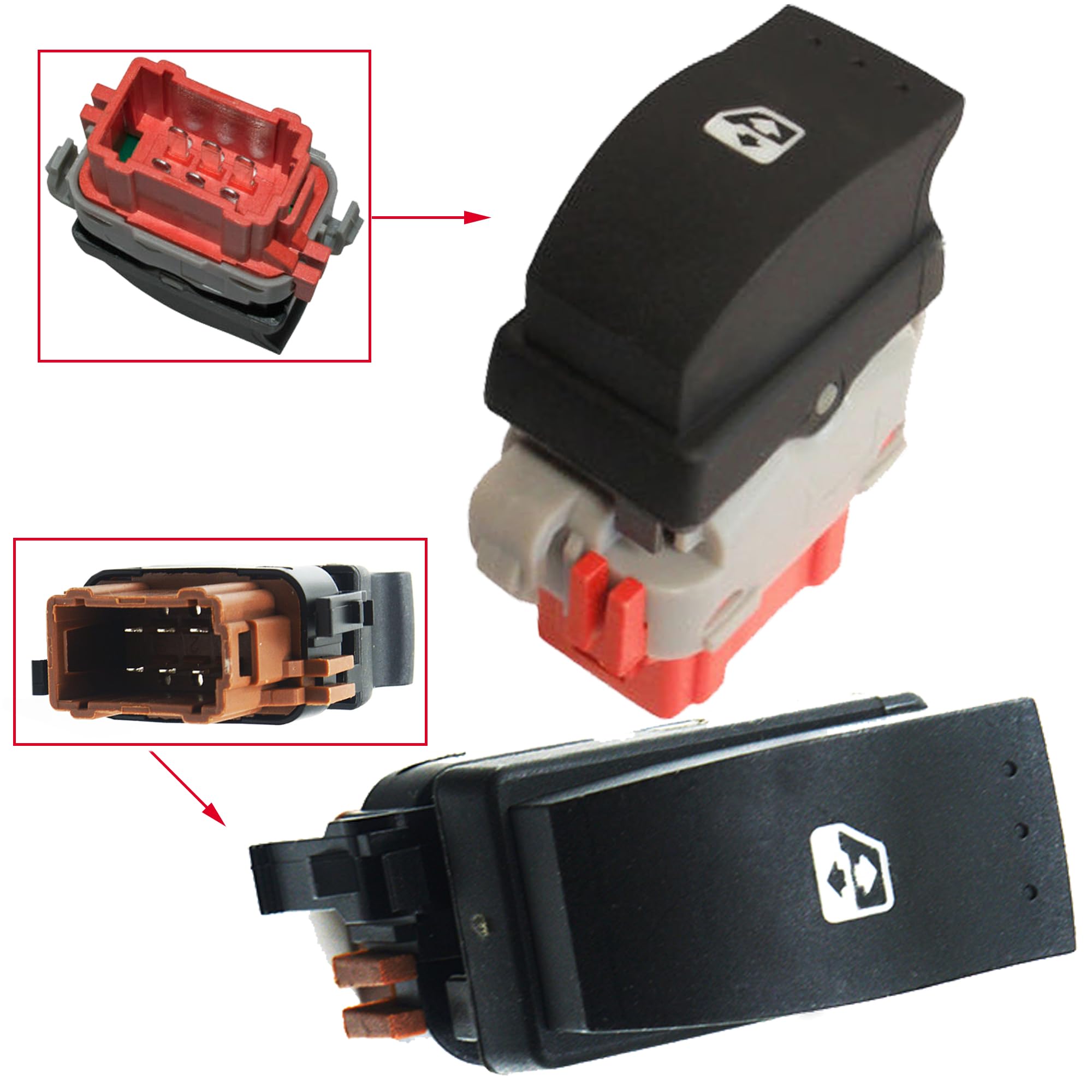 Partsline (Lot de 2) Bouton de Lève-Vitre Électrique Avant Gauche ET Avant Droit compatible avec Interstar, Movano A, Master II - 2540000QAB 8200057321 4408721