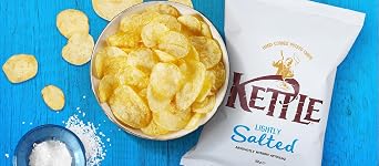 Kettle Chips Lightly Salted Crisps 40g – Pack of 54 | Gourmet Hand-Cooked Potato Chips