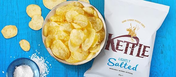 Kettle Chips Lightly Salted Crisps 40g – Pack of 54 | Gourmet Hand-Cooked Potato Chips