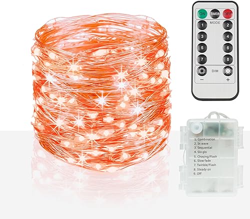 Miniatura 11 de suddus Luces de Navidad verdes, 33 pies, 100 luces LED con control remoto, luces de hadas verdes que funcionan con pilas para Navidad, día de San