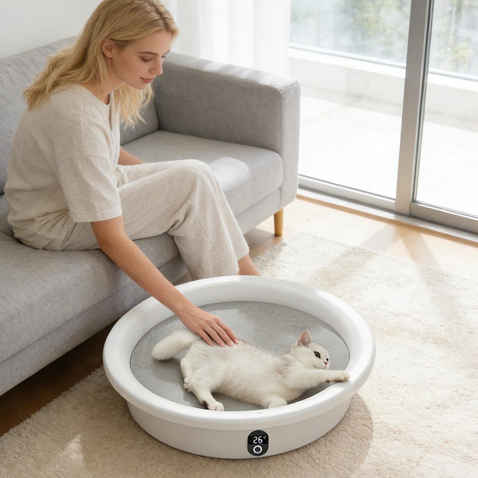 Letto riscaldante per cani con temperatura costante e rinfrescante | Letto elettrico per cani, capacità 15 kg, attivata da pressione, intelligente per cani e cuccioli di razze