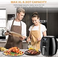 Vista 4 de Secura Freidora de aire máxima de 6.3 cuartos de galón, freidora digital de aire caliente de 1700 W Horno eléctrico 10 en 1 sin aceite