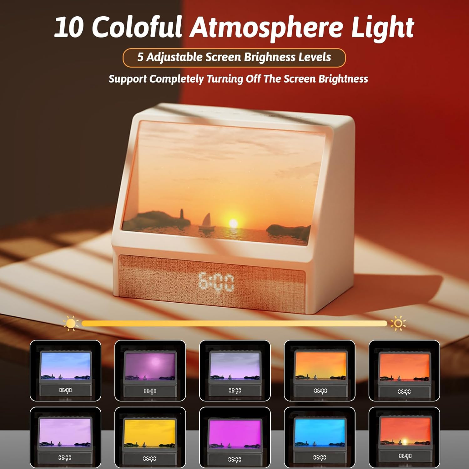 Sunrise Alarm Clock Night Light, Hatch Alarm Clock for Adults with Sound Machine Bluetooth Speaker White Noise Sound Machine Sunrise Clock Night Lamp for Nightstands Room Decor Gifts Ideas