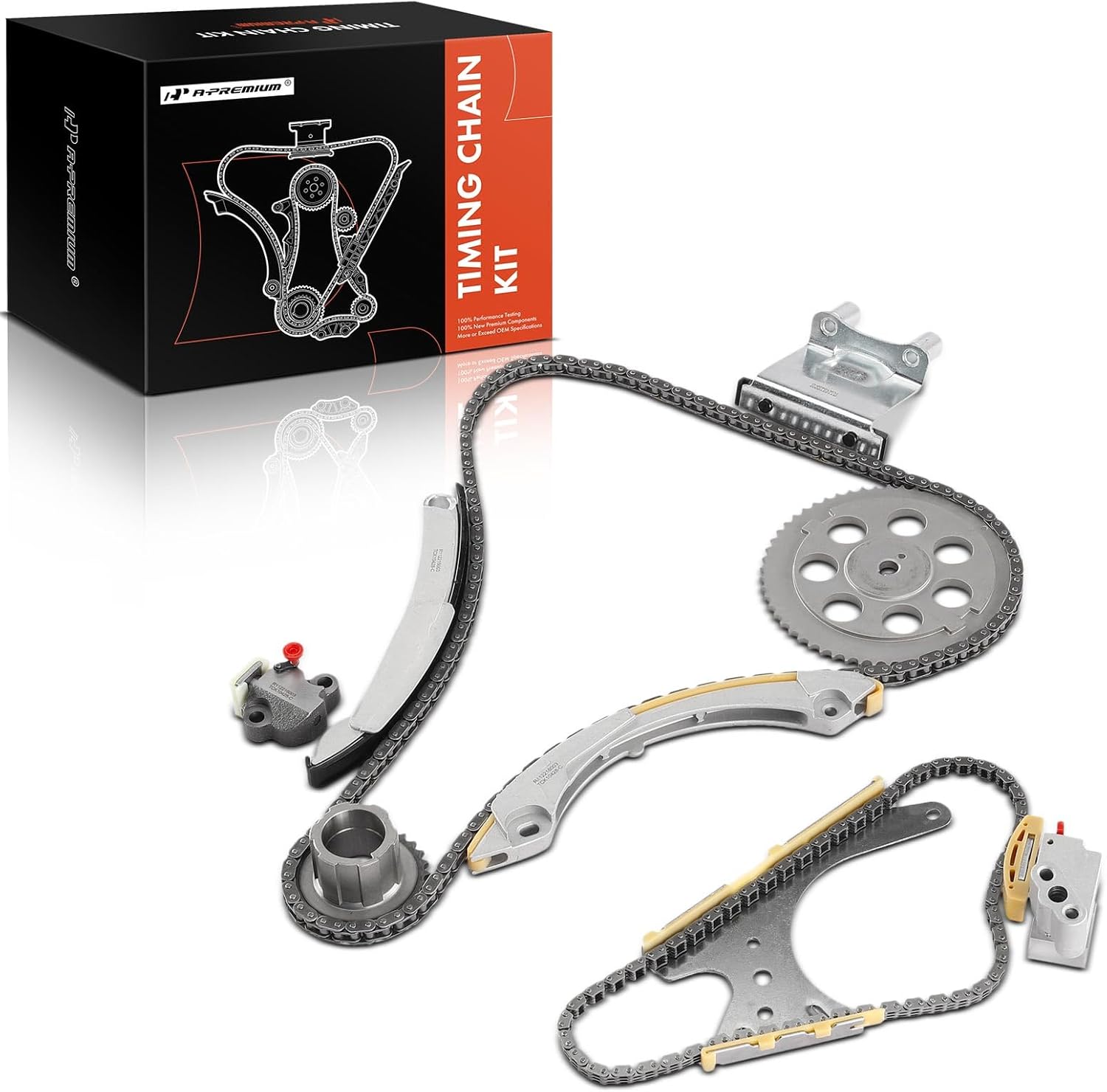 A-Premium 10PCS Engine Timing Chain Kit W/Sprocket & Tensioner & Guide Rail [fit DOHC, 4,5,6Cyl] Compatible with GMC & Chevy & Buick & Isuzu & Olds & Saab, fit Canyon, Colorado, i-280, Bravada & More