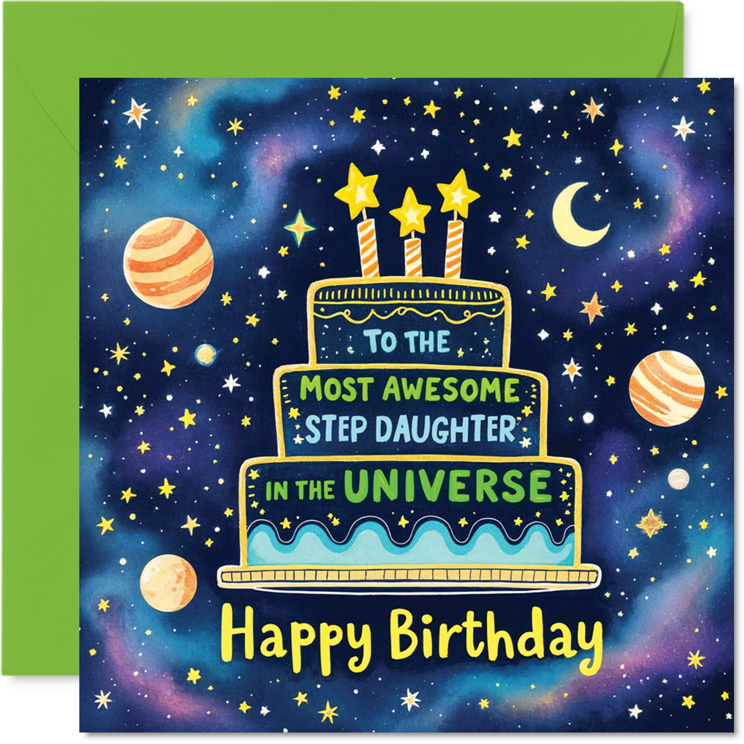 Step Daughter Birthday Card - Most Awesome in the Universe - Happy Birthday Card for Step Daughter from Dad Mum, 145mm Most Awesome in the Universe Bday Greeting Cards