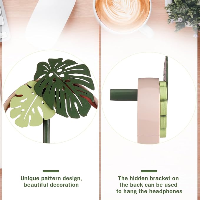 Soporte para Auriculares Yookeer Monstera de Madera Verde miniatura 4