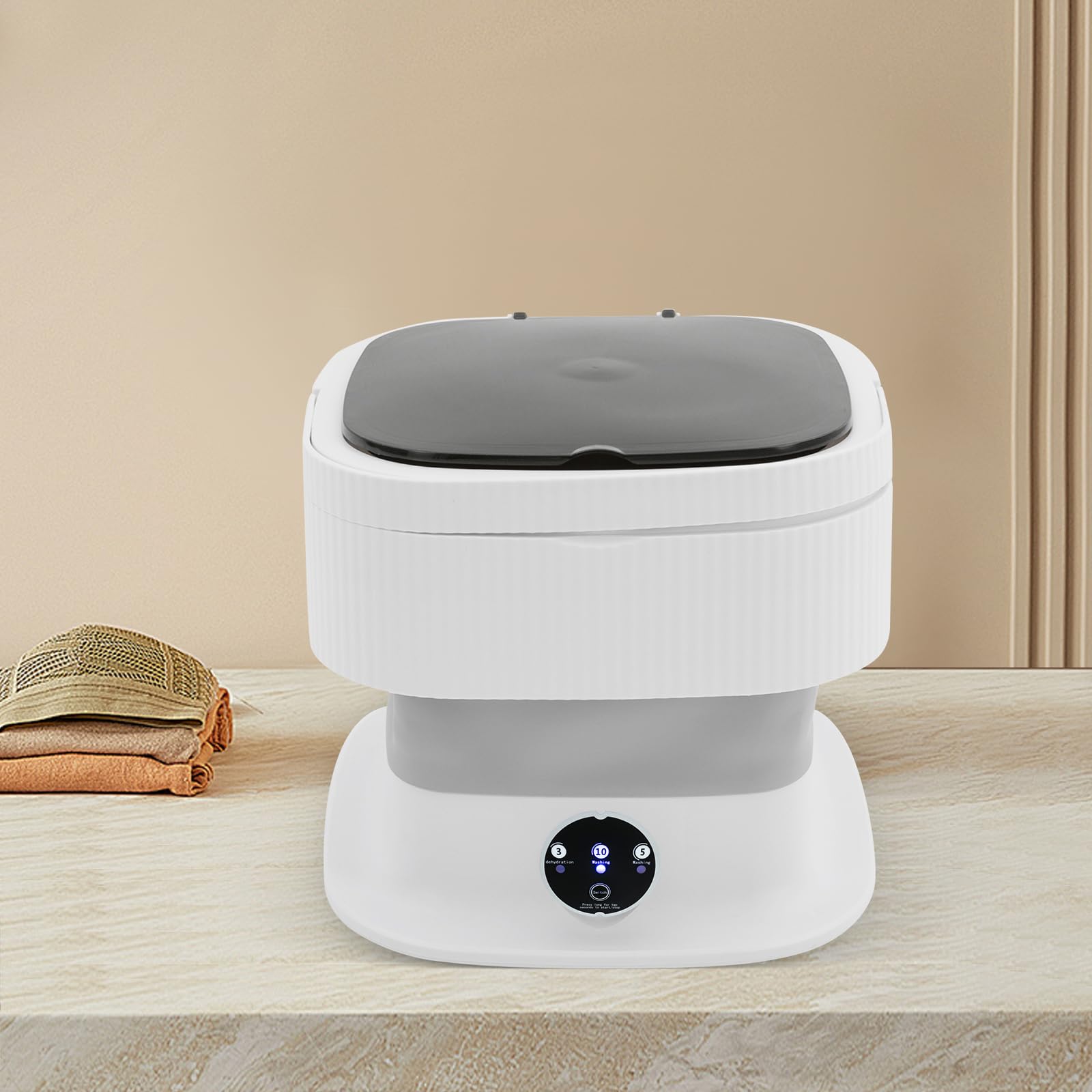 Mini lavatrice pieghevole portatile, 10 l, piccola lavatrice, campeggio, con tubo di scarico e scolapiatti, 40 W, semiautomatica, per asciugamani da bagno, biancheria intima, vestiti per bambini