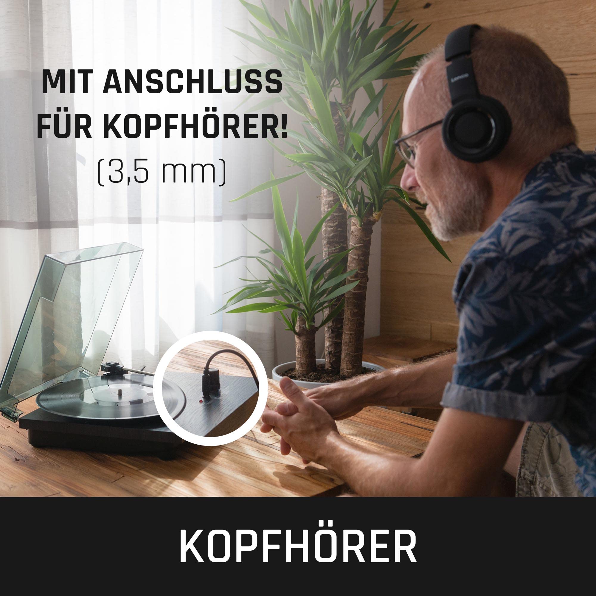 Lenco LS-10BK - Plattenspieler - Schallplattenspieler - Vinyl Player | Riemenantrieb - eingebaute Lautsprecher - Kopfhöreranschluß - 33 u. 45 U/min - RCA - Schwarz