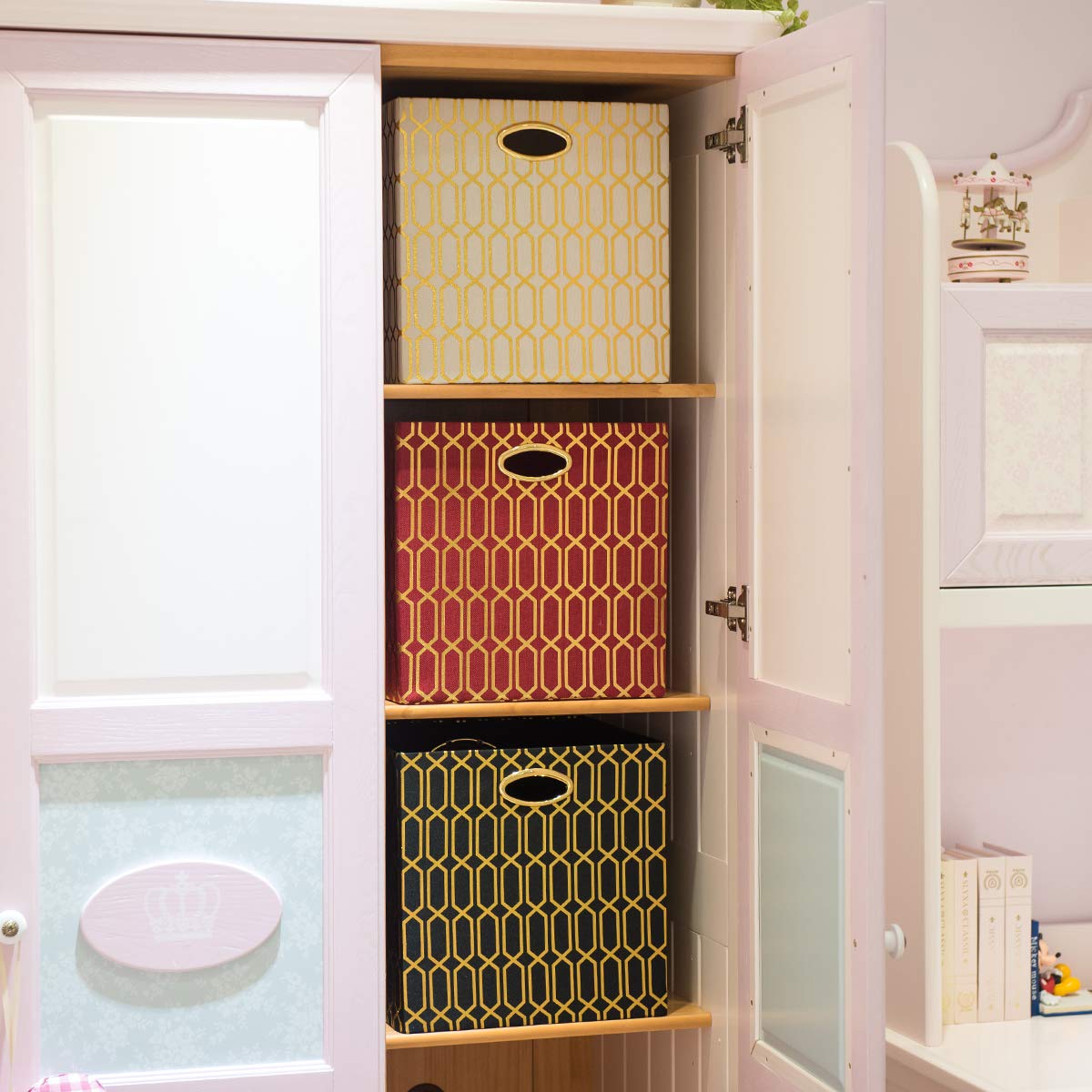 Posprica Storage Bins 13×13 Foldable Basket Cubes Organizer Boxes