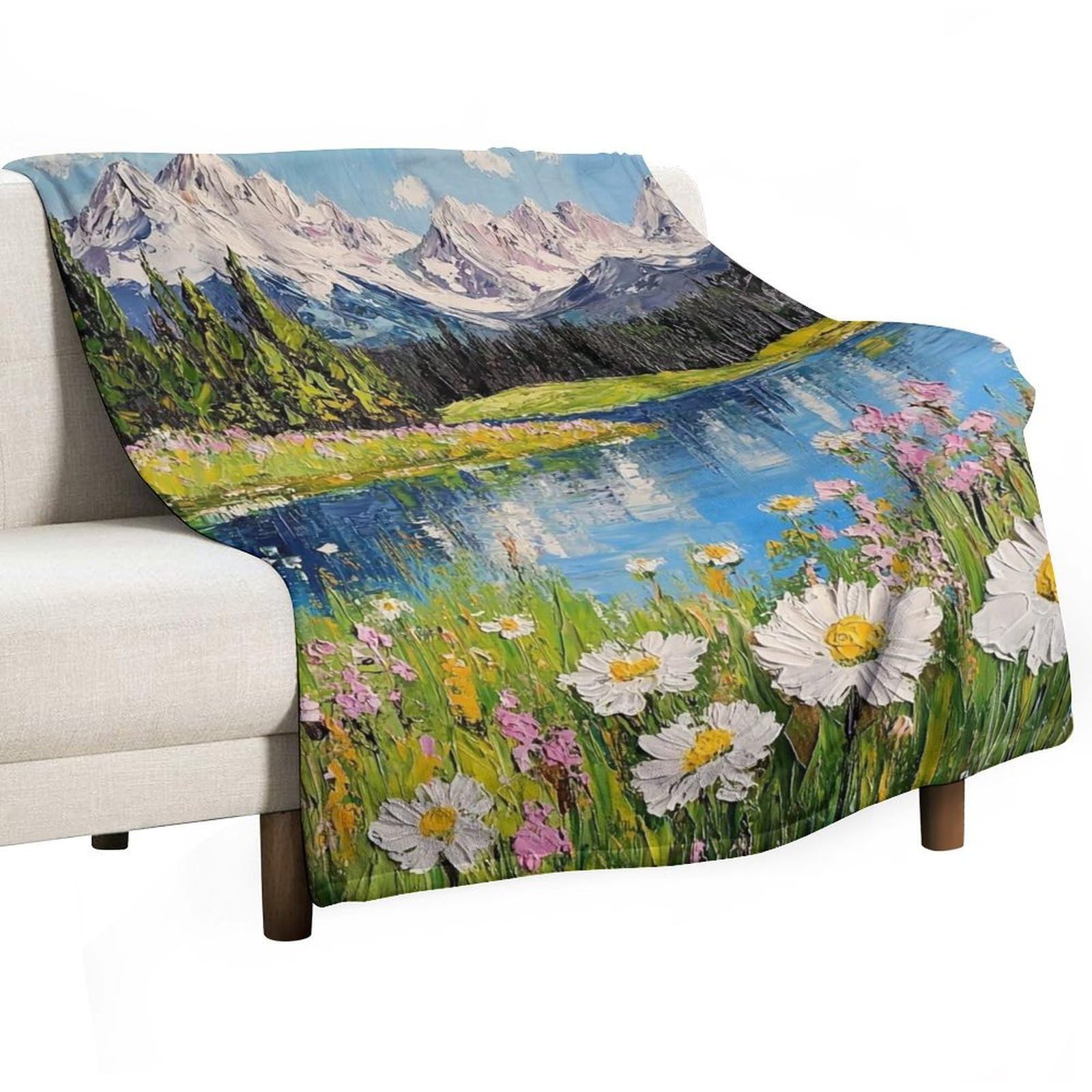 YHGSREUOH Valley Bloom Serenity (4) Flannel Blankets Fleece Soft Throw Lightweight Plush Gifts for Couch, Bed, Cozy Sofa Plush, Chair, Lovers 150x200cm(60x80in)