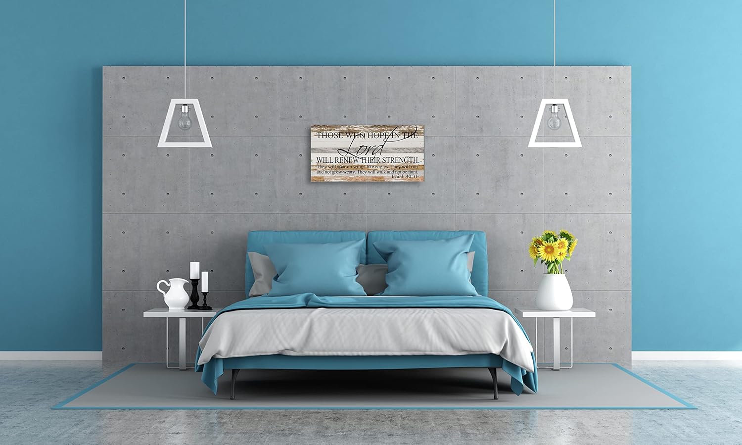 Rustic Reclaimed Wood Art by Second Hand By Nature - 24 x 12 Handmade Vintage Farmhouse Home Decor for Bedroom, Living Room, or Fireplace - Country Boho Sign (Those Who Hope In The Lord)