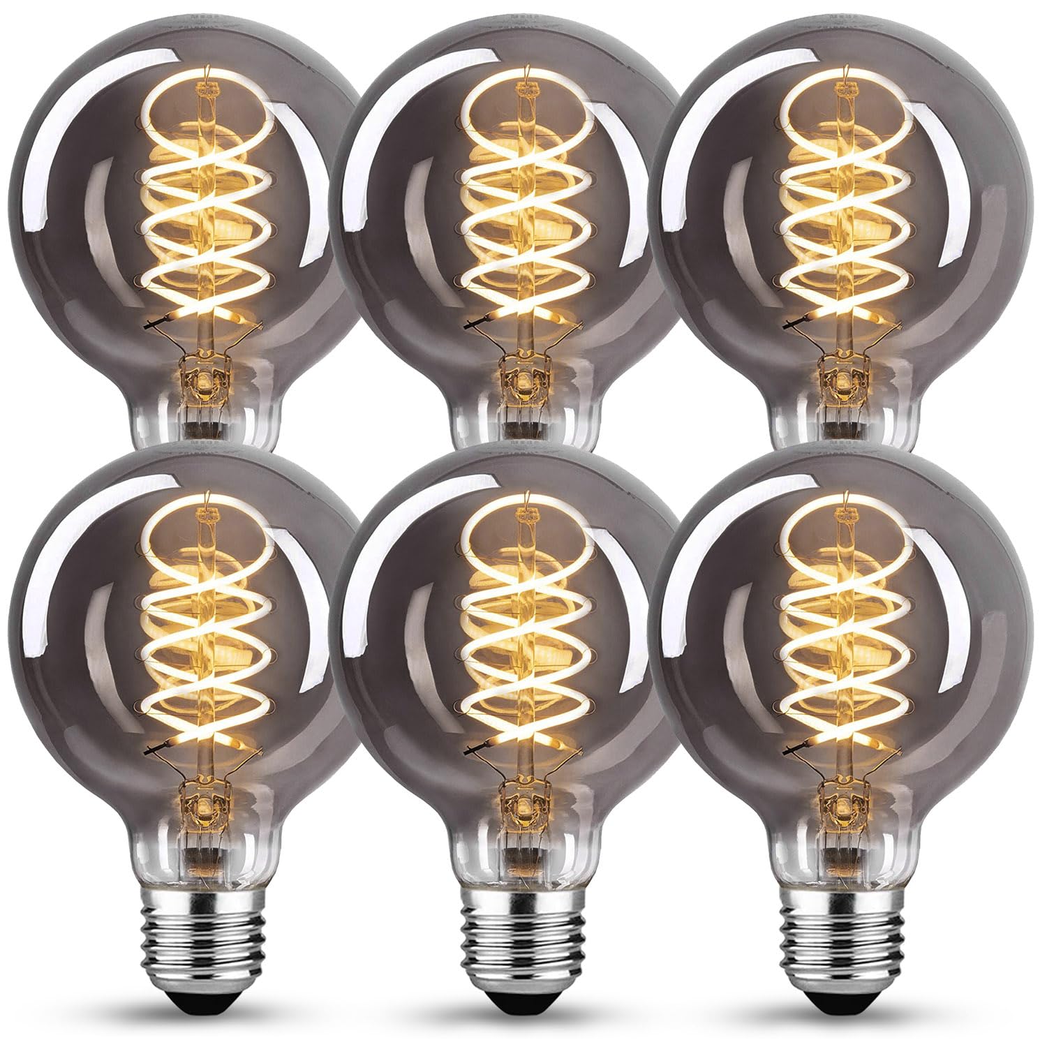 E27 LED Vintage Glühbirne, Edison Vintage Glühbirne E27 Dimmbar 6W G80 Retro Glühbirnen LED Filament Lampe Warmweiß Ideal für Dekorative Nostalgie Retro Beleuchtung, Rauchglas-6 Stück (YHS3PBT1)