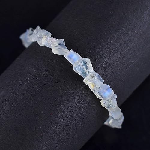 Vista 16 de Natural Raw Gemstone Full Beads Rough Stones Choker Bangle Bracelets Jewelry for Women, Birthstone Crystals and Healing Stones, Rhodium Plating 925