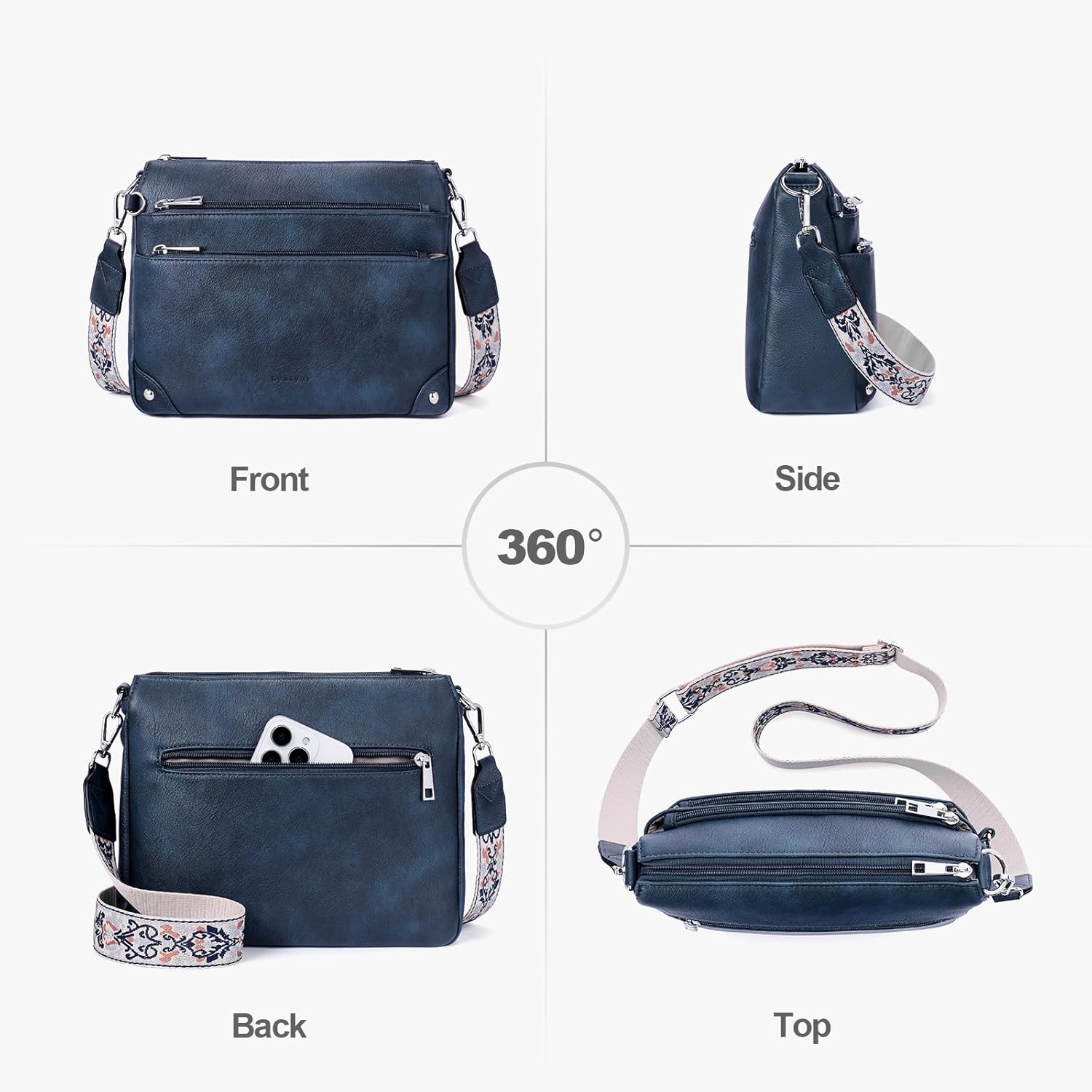 Crossbody Bags for Women Rfid Travel Crossbody Purses Leather Handbags Medium Shoulder bag with Adjustable Strap - Image 6