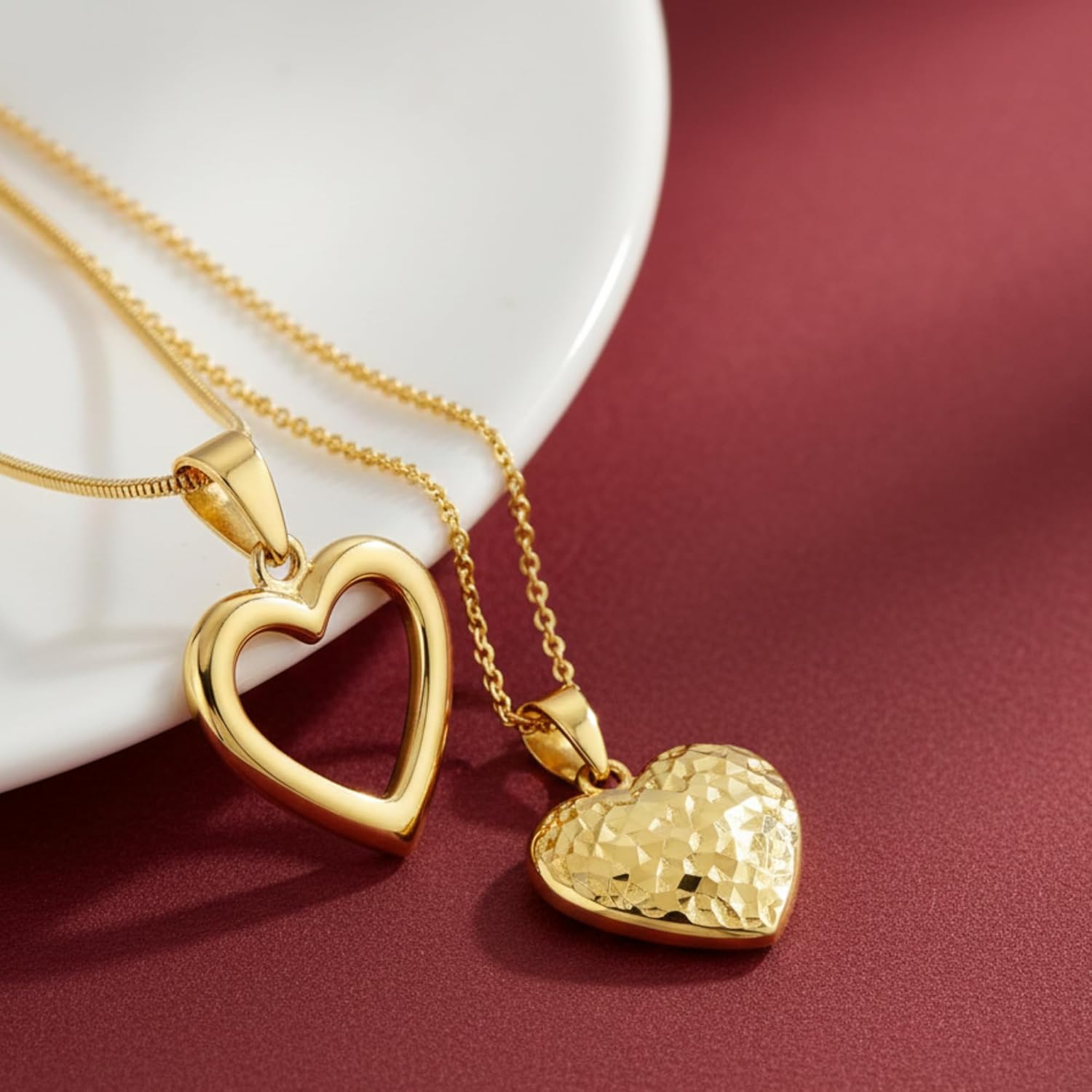 Italian 14K Solid Gold Open Heart Pendant Charm for Women - Real 14K Yellow Gold Minimal Hollow Heart Design Pendant (15mm-20mm) - Image 4