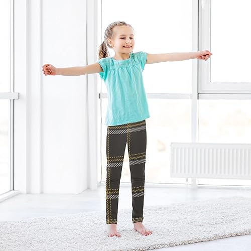 Buffalo Plaid Tartan Check Scotland Brown Kids Girls Shorts Cotton Cartwheel Shorts Lounge Pants for Beach(Colorful,5T)