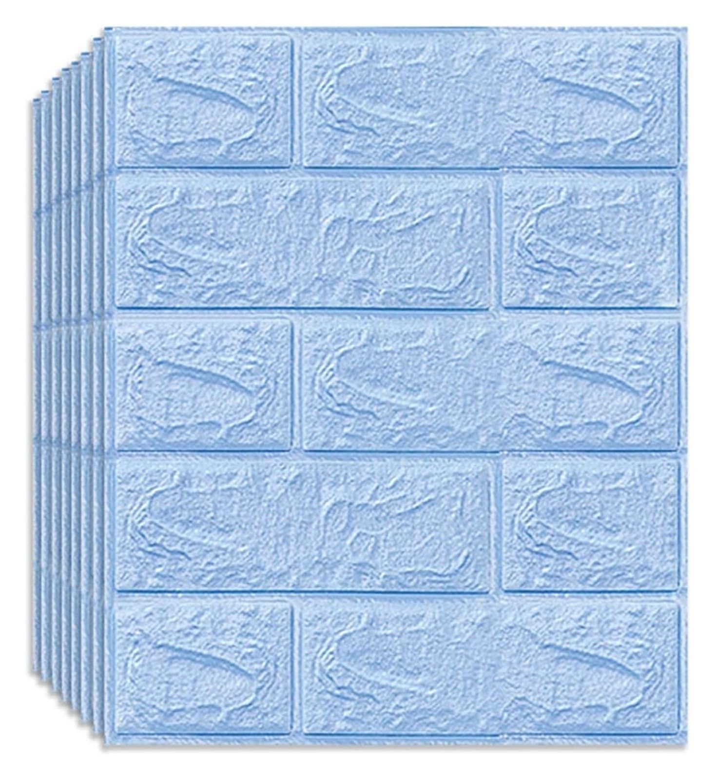 Sdgeryeeg Azul Wall Panels， 3D Wall Panel 10Pack Brick Self-Adhesive Waterproof Pe Foam Wallpaper Anti-Collision Used For Bathroom(Azul)