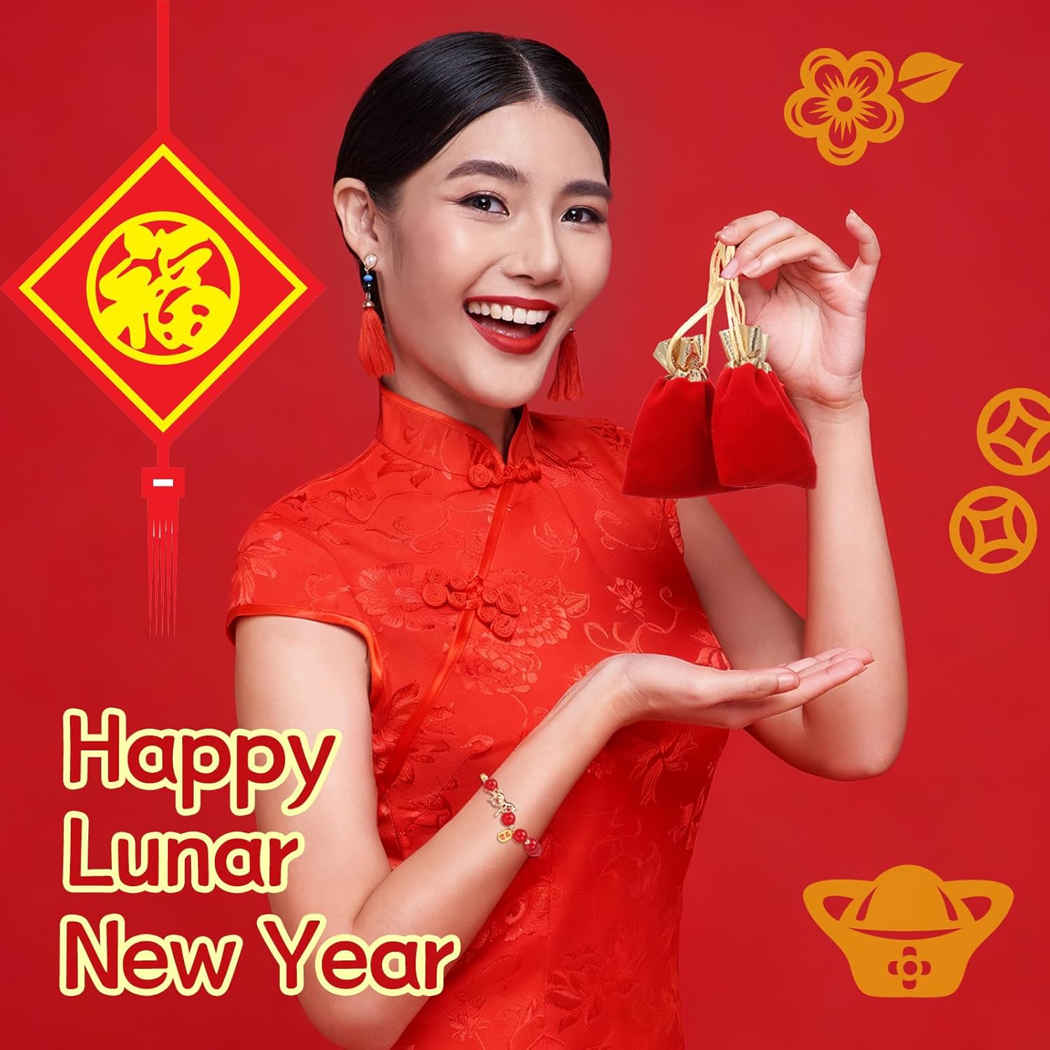 Landical 12Set 2026 Chinese New Year of Horse Beaded Charm Bracelets Kit 12 Adjustable Red String Bracelet and 12 Blessing Bags Lucky Chinese Zodiac Animal Jewelry Gifts for Women Men - Image 6