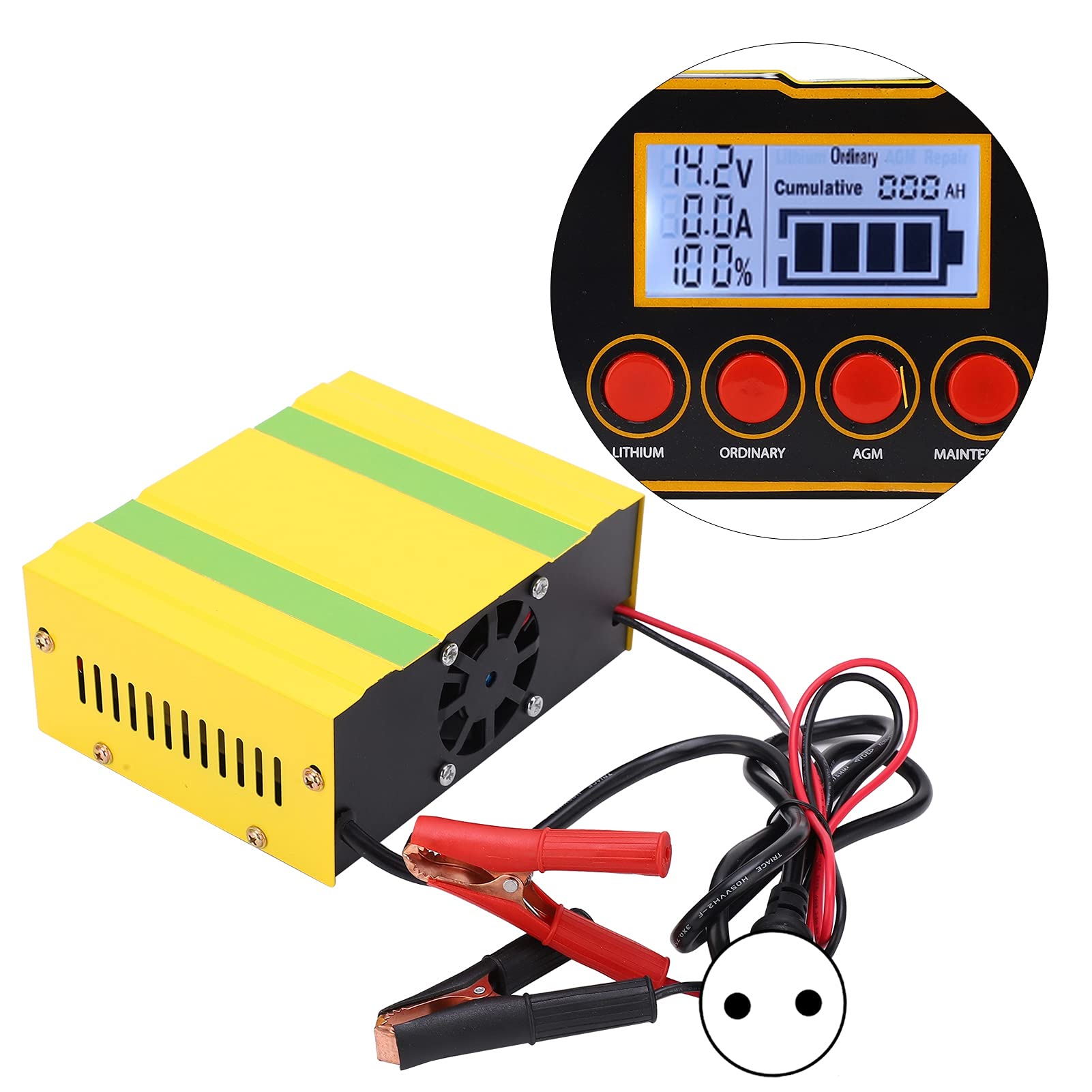 Cargador de Batería Inteligente Universal de 220W, Fuente de Alimentación Automática para Coche con Carcasa de Acero Inoxidable, Ignífugo y a Prueba de Golpes para 12V y 24V (Enchufe de la