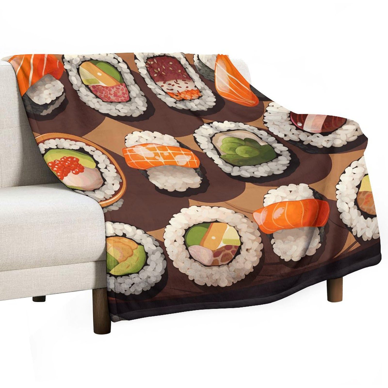Couverture en flanelle sushi 127x152 cm plaid canapé doux