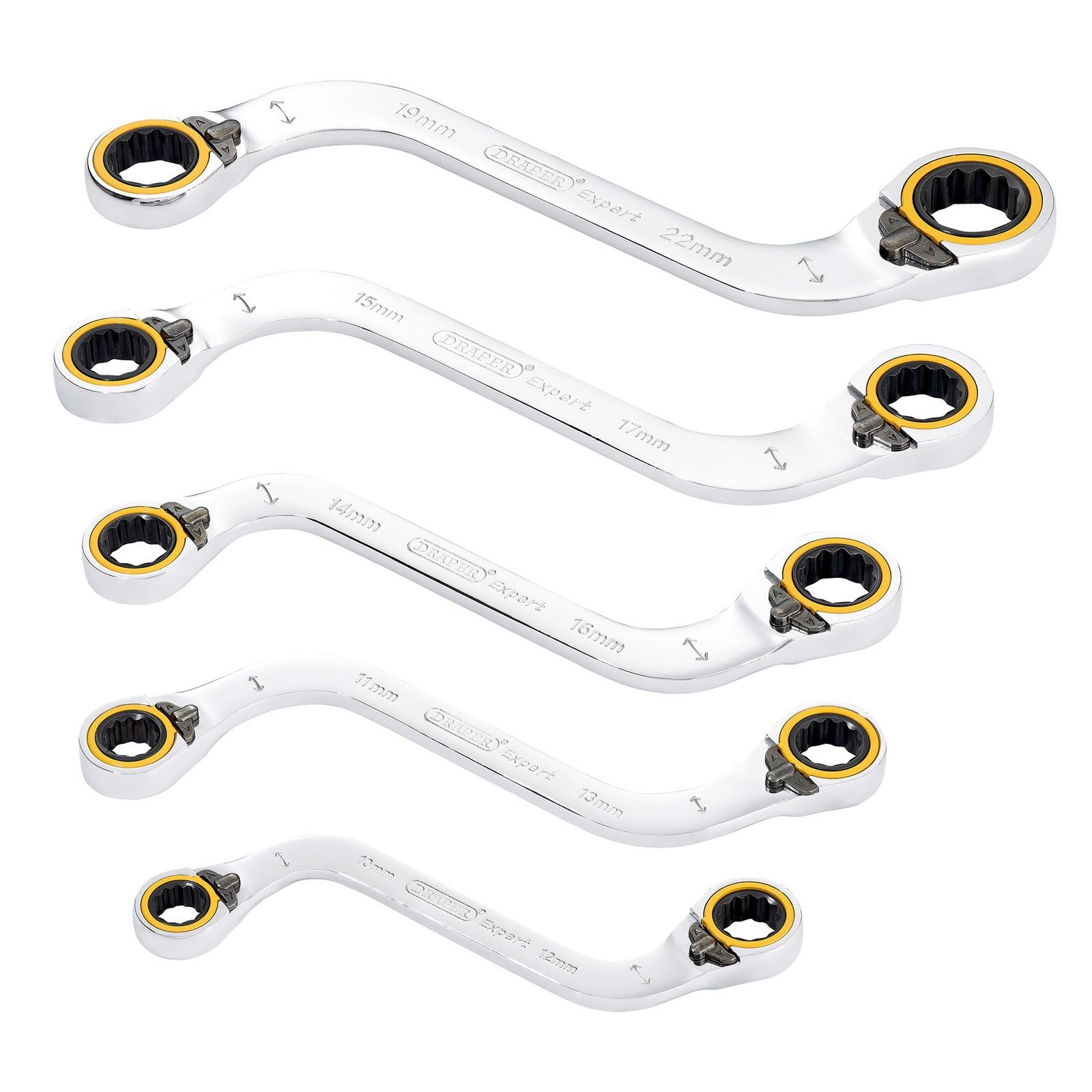 Draper Expert Hi Torq 5 Piece Double Ring Ratchet S Shape Spanner Set