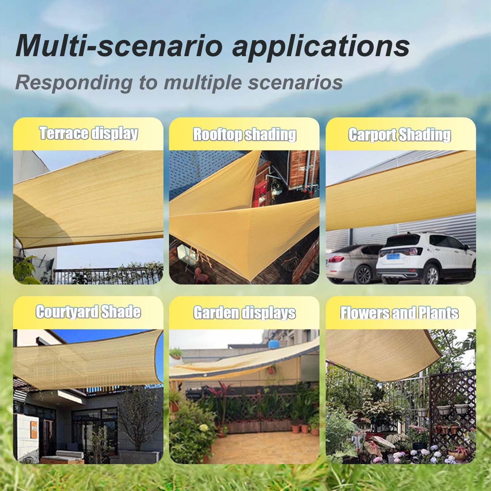 Parasole rettangolare in poliestere di alta qualità, ideale per protezione dai raggi UV, con occhielli, 3 x 4 m, 4 x 5 m, 2 x reti ombreggianti per serra, rapida dissipazione del calore, perfetta per