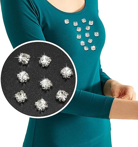 Miniatura 6 de LolliBeads (TM) - 100 piezas de cristal con anillos de cristal para coser en diamantes de imitación de vidrio checo con base de latón chapado en