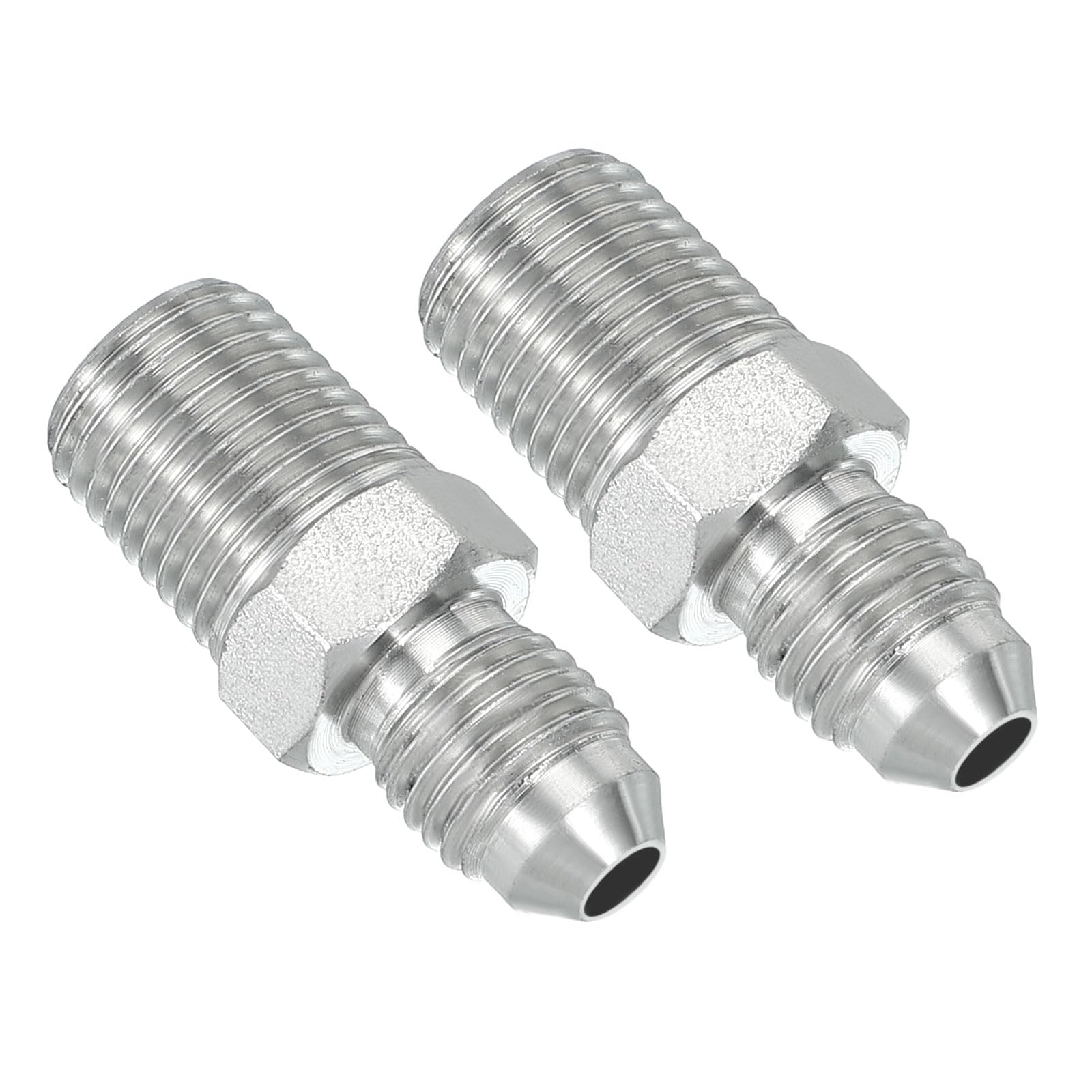 PATIKIL Pipe Adapter Connector 7/16" Male 74 ° Flare JIC x 1/4" Male R Pipe Fitting 2 Pcs Oil Feed Restrictor Fitting Hydraulic Connector for Oil Steam Water Pipelines System