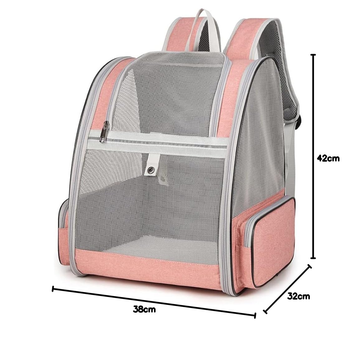 Sac de Transport pour Chats Petits Chiens 7.5kg, Sac à Dos en Filet Respirant pour Petit Animaux, Pliable Spacieux avec Matelas en Peluche Amovible, Panier pour Voyage on Train Voiture Avion (Rose)