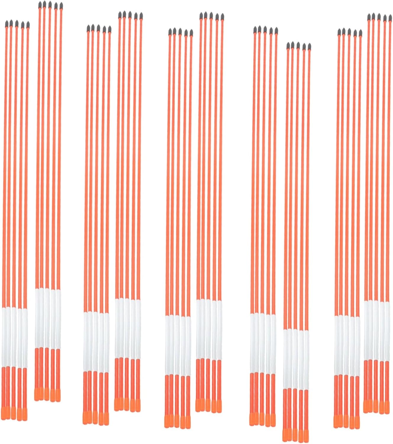 48in Fiberglass Reflective Driveway Markers Reflective Tape Snow Stakes Driveway Poles Reflectors for Parking Lots Walkways Sidewalks 50PCS 5/16 Dia Orange