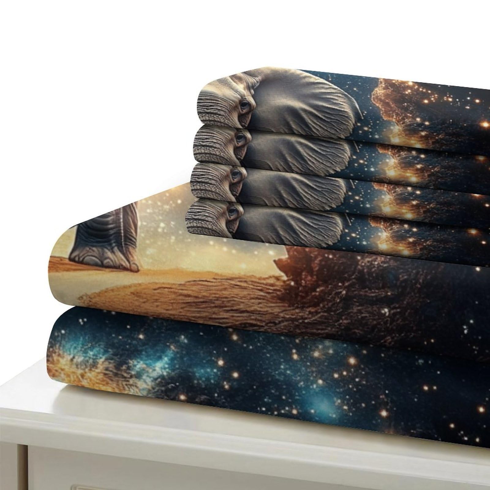 Elefante Impressione 3D 3 pz fodera per edredone Fantasia del portale cosmico coperteletto microfibra ipoallergenica zip per bambini adolescenti adulti King（220x240cm）