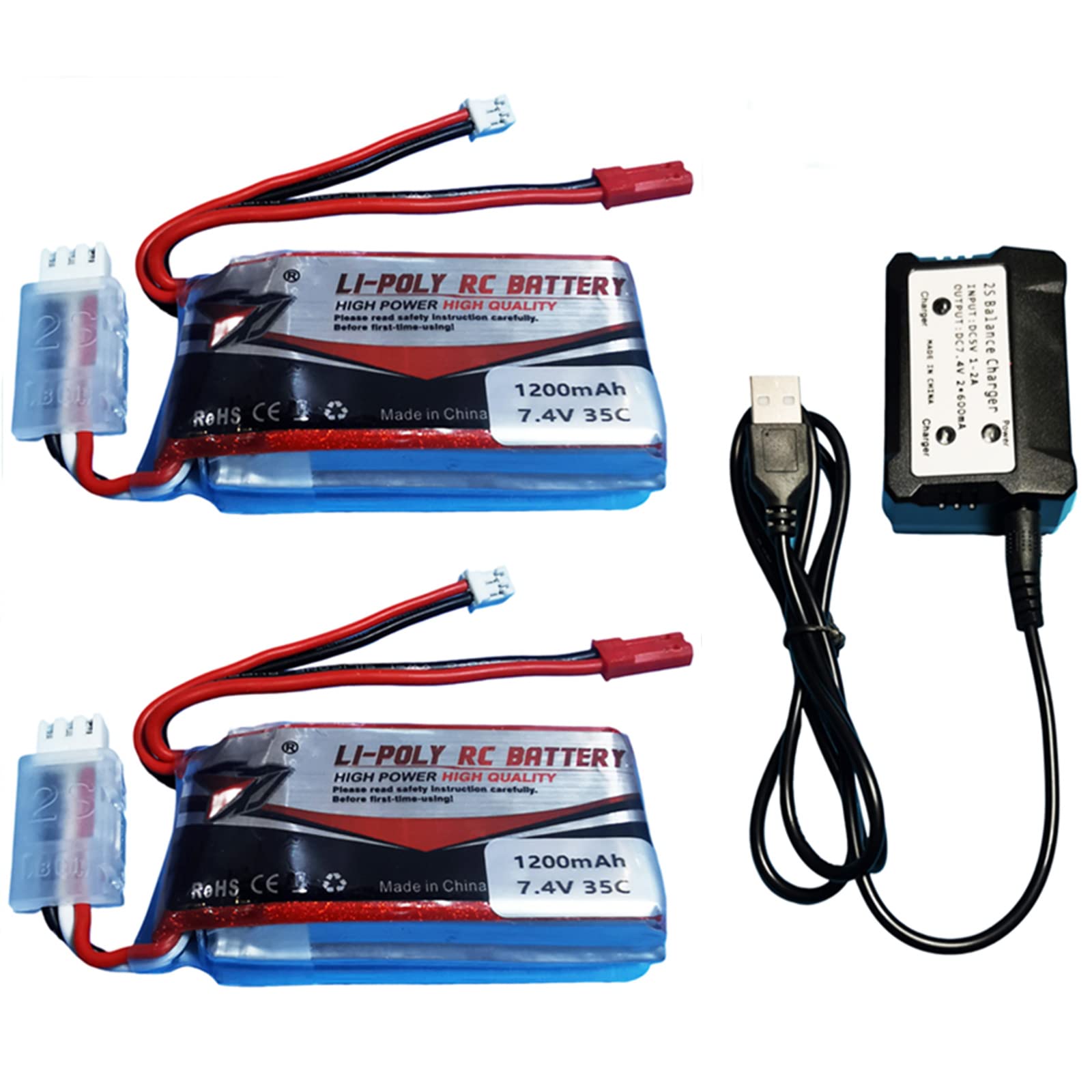 Amazon.co.jp: 2個 x 1200mAh 2S 35C SCX24 リポバッテリー PH2.0