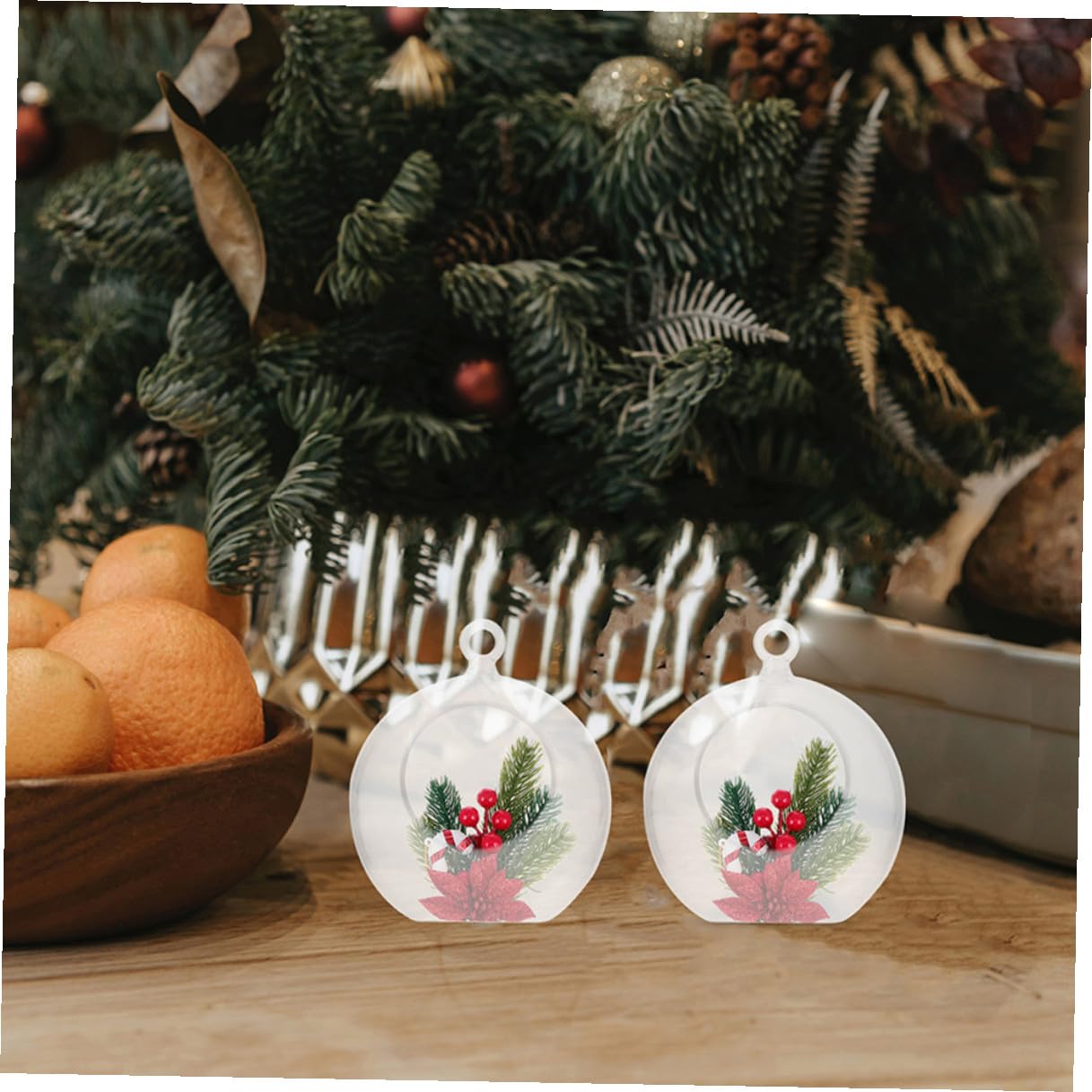 SOIMISS Bolas de Decoración Navideña Transparentes de Plástico Huecas para Rellenar 20 Piezas de 8 CM Abertura Adornos Colgantes para Fiestas Bodas y Ambiente Festivo