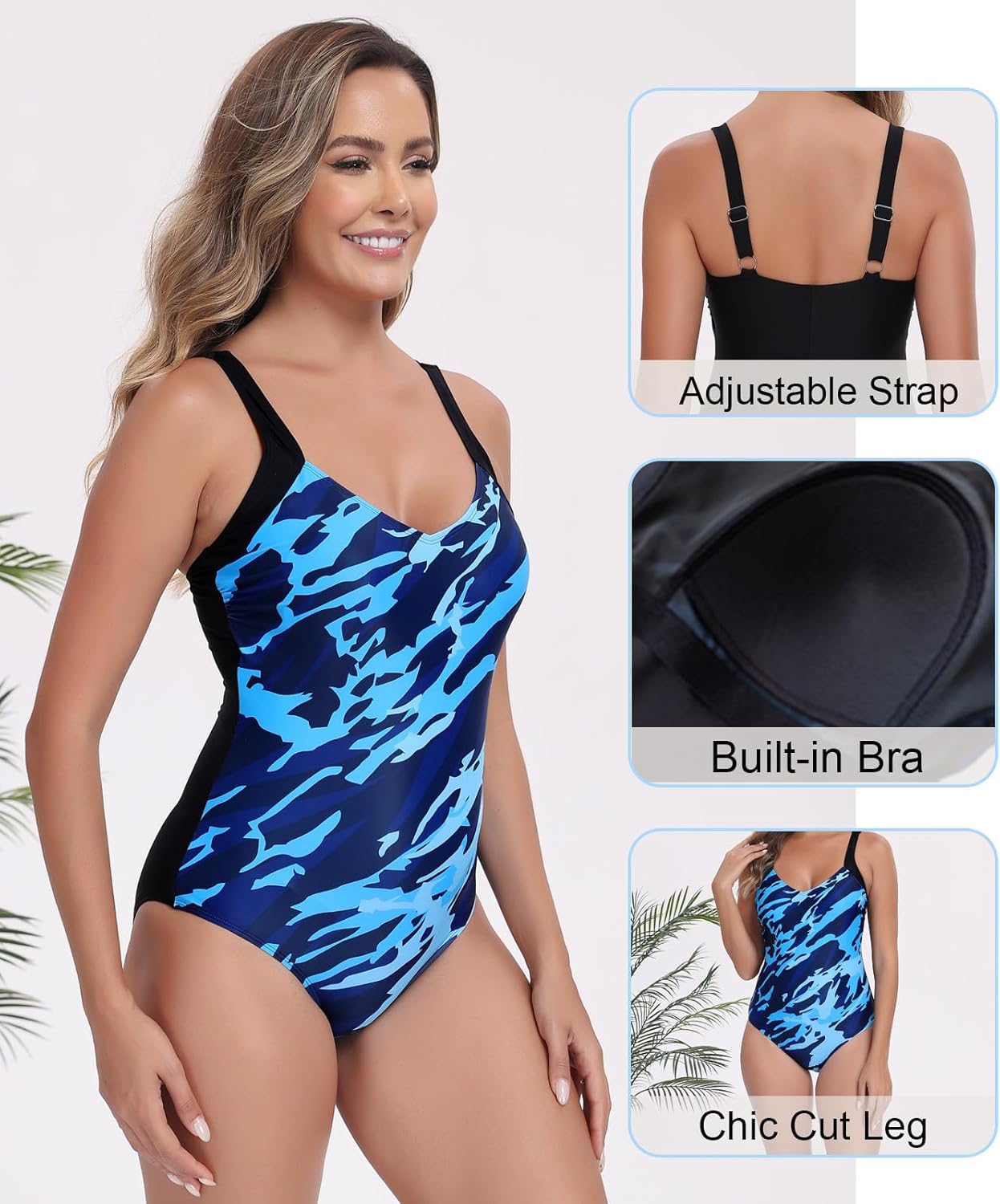 Itzel Women's V Neck Long Torso One Piece Swimsuit Modest Bathing Suits - Image 5