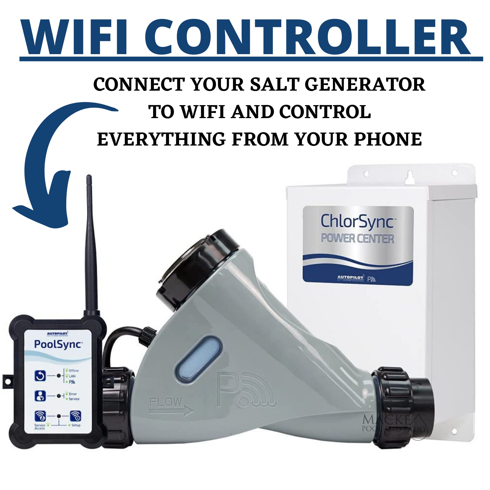 AutoPilot PoolSync WiFi Controller, ECP0343, Control Your Pool Through The app, Control ChlorSync Salt Chlorine Generator & AquaCal Heat Pump